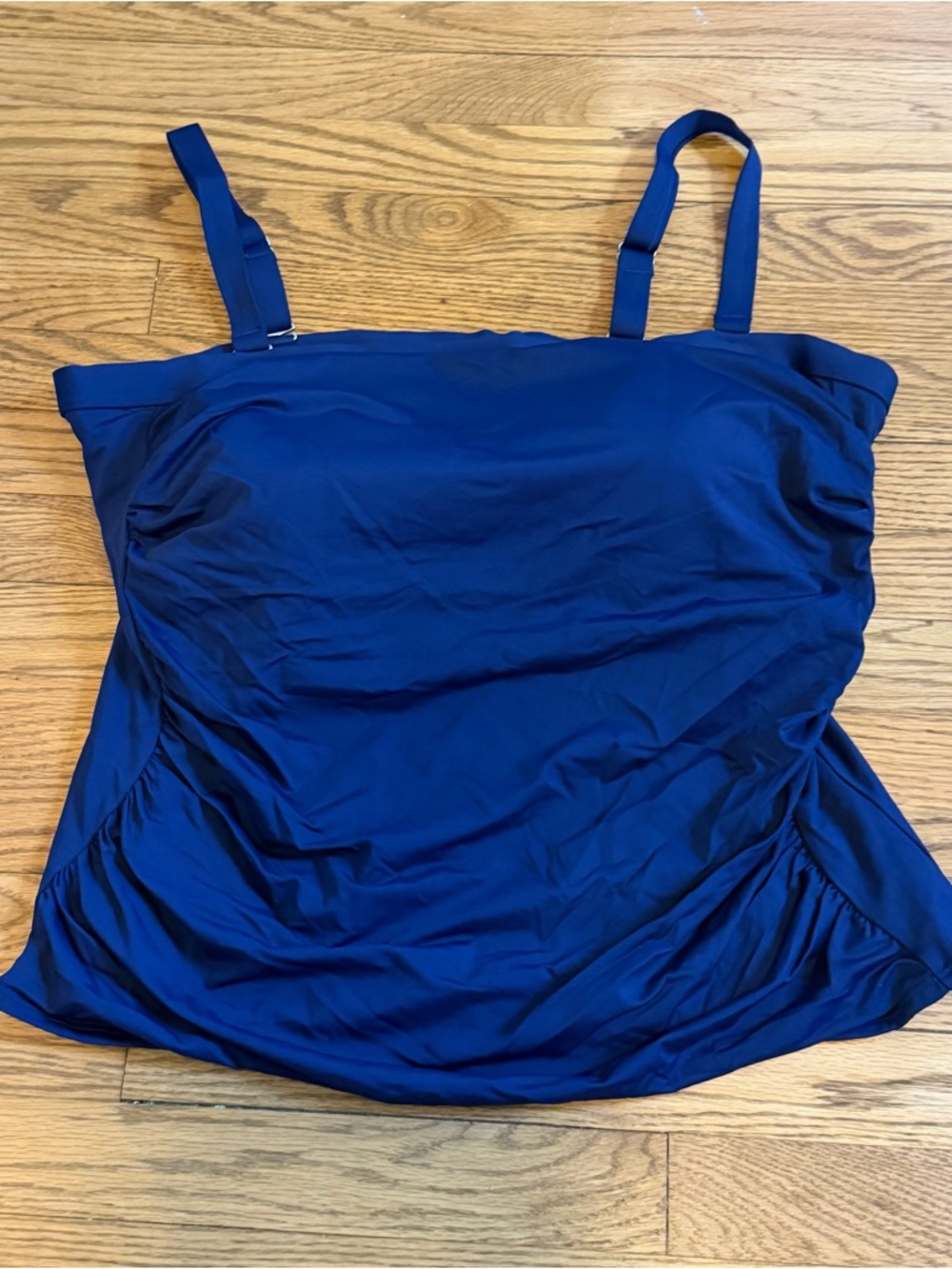 Lands’ End Women’s Tankini Top 22W Blue Soft Cup Adjustable Straps NWT